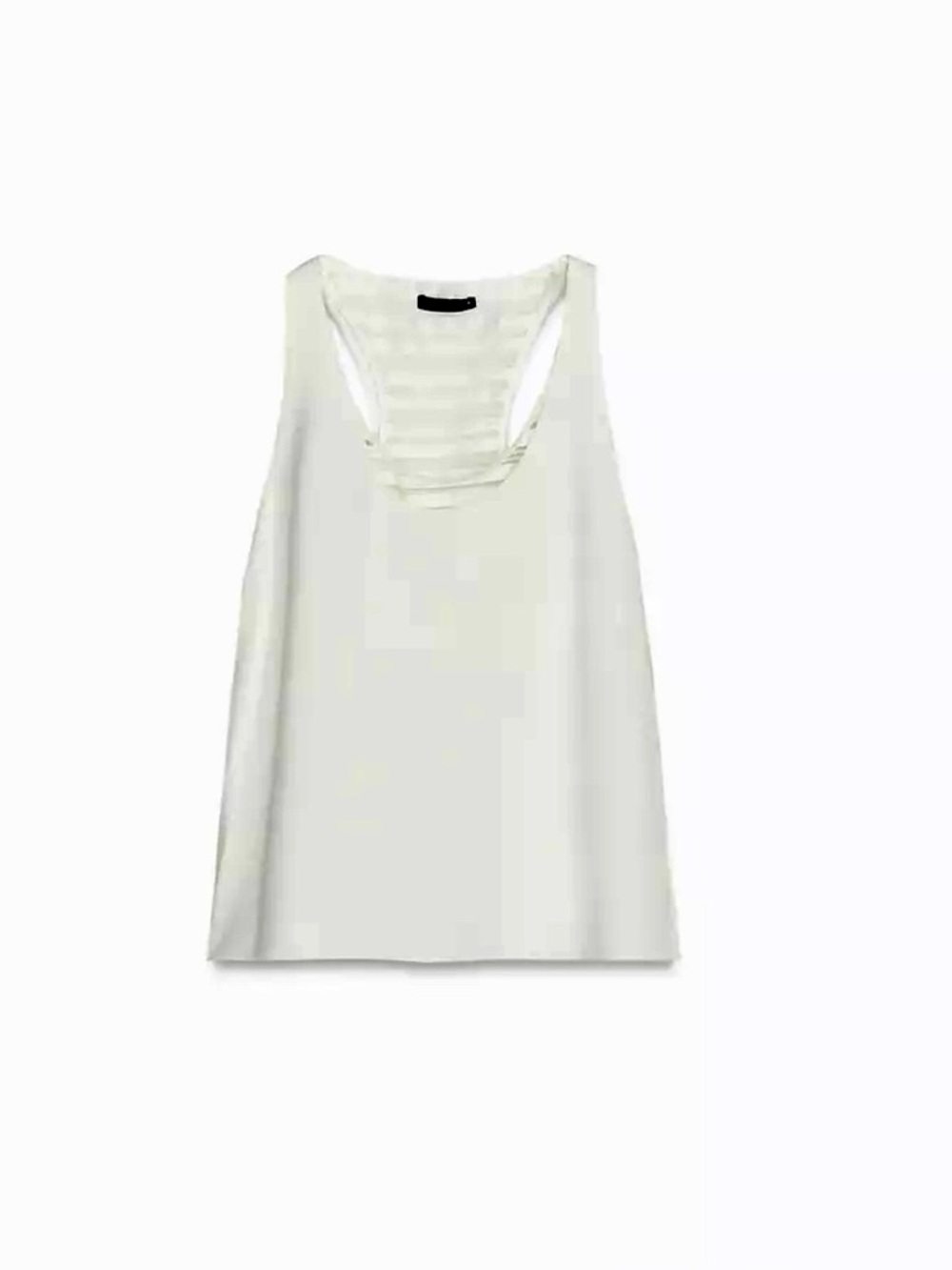 Zara White Combination Scoop Neck Racerback Tank